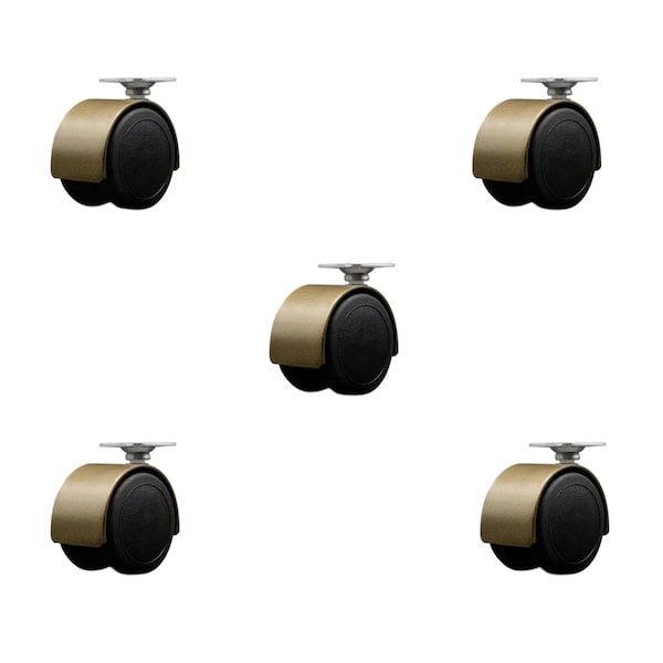 2'' Floor Safe Antique Hooded Twin Wheel Caster Top Plate, 5PK